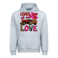 Heather Grey valentine's day loads of love tractor with pin heart balloons Urban Hoodie - RanaPortraitStore