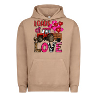 Pigment Burro valentine's day loads of love tractor with pin heart balloons Urban Hoodie - RanaPortraitStore
