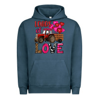 Pigment Midnight Navy valentine's day loads of love tractor with pin heart balloons Urban Hoodie - RanaPortraitStore