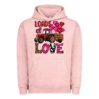 Pigment Salmon valentine's day loads of love tractor with pin heart balloons Urban Hoodie - RanaPortraitStore