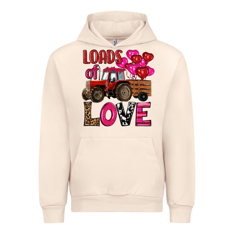 Valentine's Day Loads Of Love Tractor With Pin Heart Balloons Urban Hoodie by RanaPortraitStore | Teevron