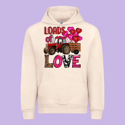 Urban Hoodie valentine's day loads of love tractor with pin heart balloons