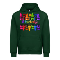 Forest Green teacher life crayons Urban Hoodie - texasbilliewilder