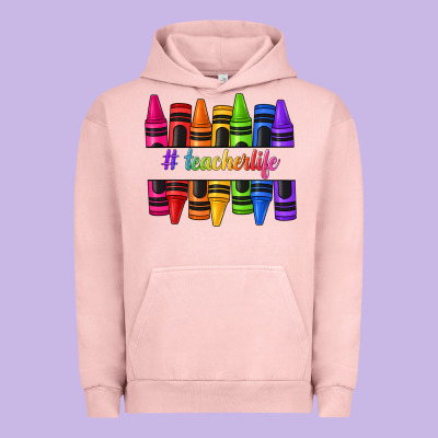 Urban Hoodie teacher life crayons