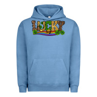 Pigment Pebble Blue st patricks shamrock gold with rainbow Urban Hoodie - RanaPortraitStore