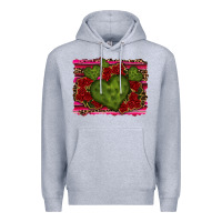Heather Grey Valentine Cactus Heart with Roses Premium Hoodie - RanaPortraitStore