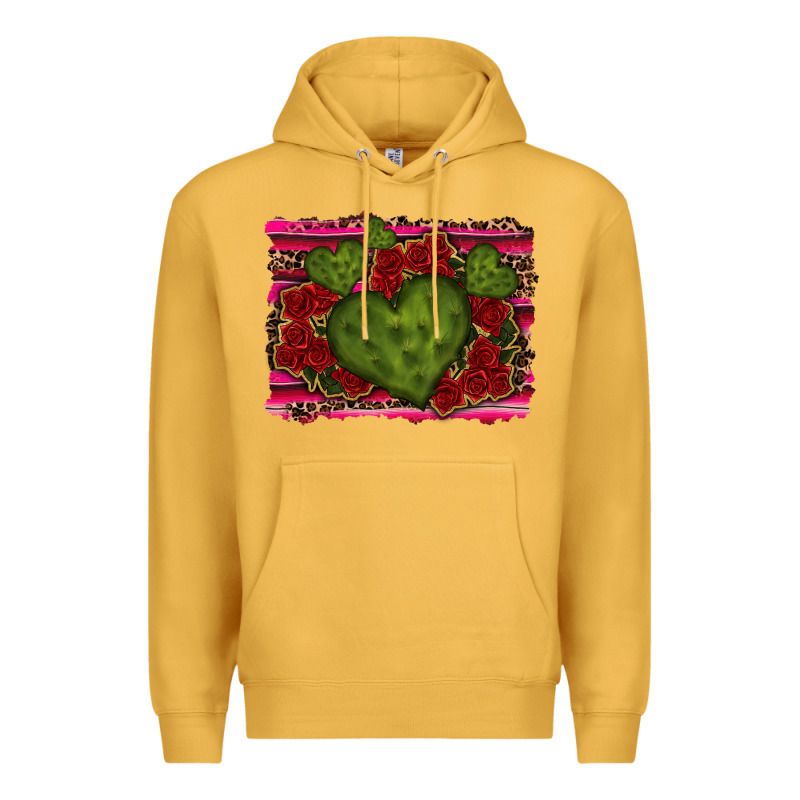 Valentine Cactus Heart With Roses Premium Hoodie by RanaPortraitStore | Teevron