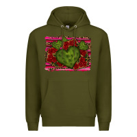 Army Green Valentine Cactus Heart with Roses Premium Hoodie - RanaPortraitStore
