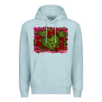 Blue Mist Valentine Cactus Heart with Roses Premium Hoodie - RanaPortraitStore