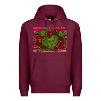 Burgundy Valentine Cactus Heart with Roses Premium Hoodie - RanaPortraitStore