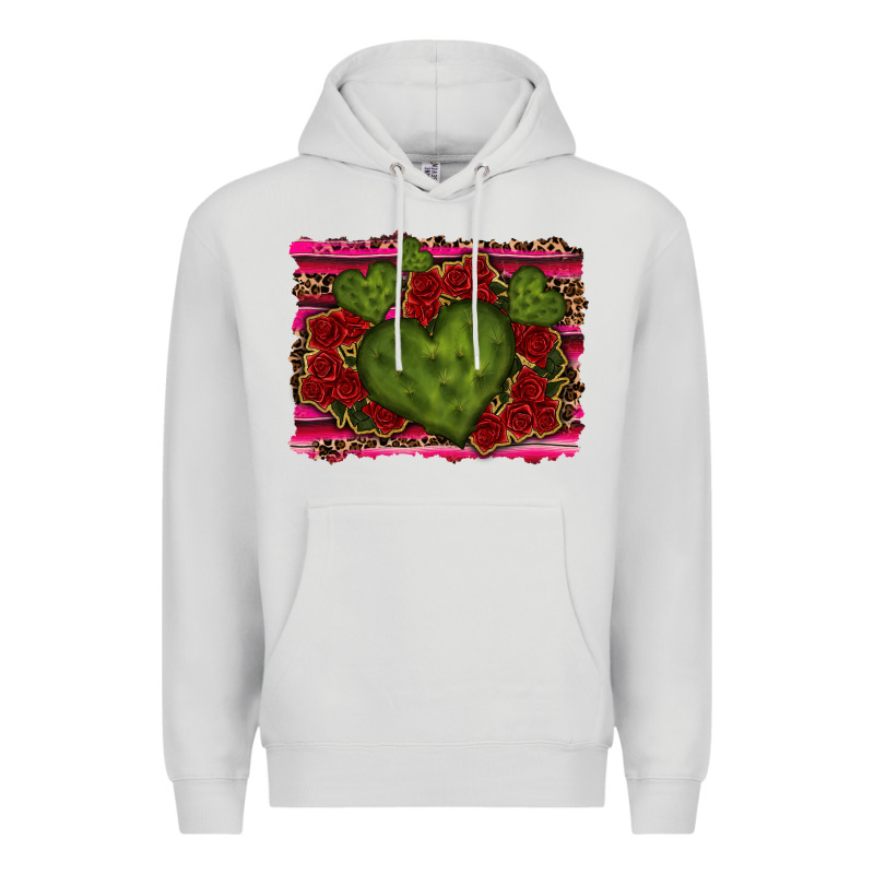 Valentine Cactus Heart With Roses Premium Hoodie by RanaPortraitStore | Teevron