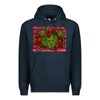 Navy Valentine Cactus Heart with Roses Premium Hoodie - RanaPortraitStore