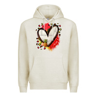 Oatmeal Heather fruits and volleyball heart Premium Hoodie - Zillion Design Studio