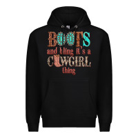 Black boots and bling its a cowgirl thing Premium Hoodie - texasbilliewilder