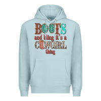 Blue Mist boots and bling its a cowgirl thing Premium Hoodie - texasbilliewilder
