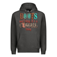 Charcoal Heather boots and bling its a cowgirl thing Premium Hoodie - texasbilliewilder