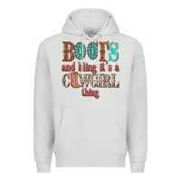 Dove Grey boots and bling its a cowgirl thing Premium Hoodie - texasbilliewilder