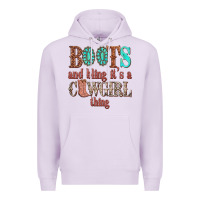 Lilac boots and bling its a cowgirl thing Premium Hoodie - texasbilliewilder