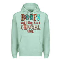 Seafoam boots and bling its a cowgirl thing Premium Hoodie - texasbilliewilder