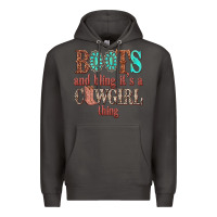Smoke boots and bling its a cowgirl thing Premium Hoodie - texasbilliewilder