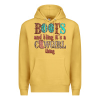 Antique Gold boots and bling its a cowgirl thing Premium Hoodie - texasbilliewilder