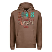 Chestnut boots and bling its a cowgirl thing Premium Hoodie - texasbilliewilder
