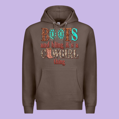 Boots And Bling Its A Cowgirl Thing Premium Hoodie Designed By Texasbilliewilder