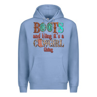 Colony Blue boots and bling its a cowgirl thing Premium Hoodie - texasbilliewilder