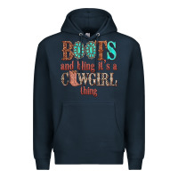 Navy boots and bling its a cowgirl thing Premium Hoodie - texasbilliewilder