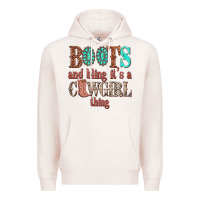 Pale Pink boots and bling its a cowgirl thing Premium Hoodie - texasbilliewilder
