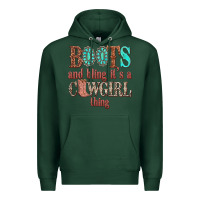 Sports Green boots and bling its a cowgirl thing Premium Hoodie - texasbilliewilder