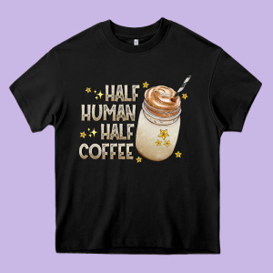 Half Human Half Coffee Heavy Core Tee Designed By Cowhidedigitalart