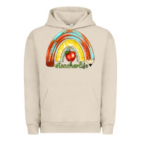 Pigment French Oak teacher life with rainbow Urban Hoodie - texasbilliewilder