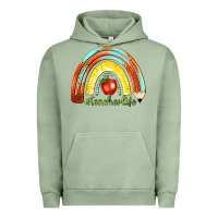 Pigment Oil Green teacher life with rainbow Urban Hoodie - texasbilliewilder