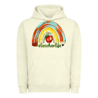 Pigment Pistachio teacher life with rainbow Urban Hoodie - texasbilliewilder
