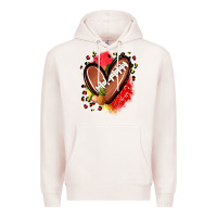 Pale Pink fruits and football heart Premium Hoodie - Zillion Design Studio