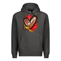 Charcoal Heather fruits and football heart Premium Hoodie - Zillion Design Studio