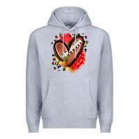 Heather Grey fruits and football heart Premium Hoodie - Zillion Design Studio
