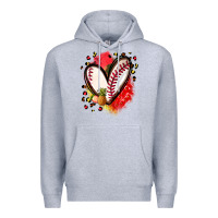 Heather Grey fruits and baseball heart Premium Hoodie - Zillion Design Studio