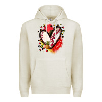 Oatmeal Heather fruits and baseball heart Premium Hoodie - Zillion Design Studio