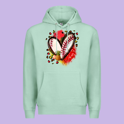 Fruits And Baseball Heart Premium Hoodie Designed By Zillion Design Studio