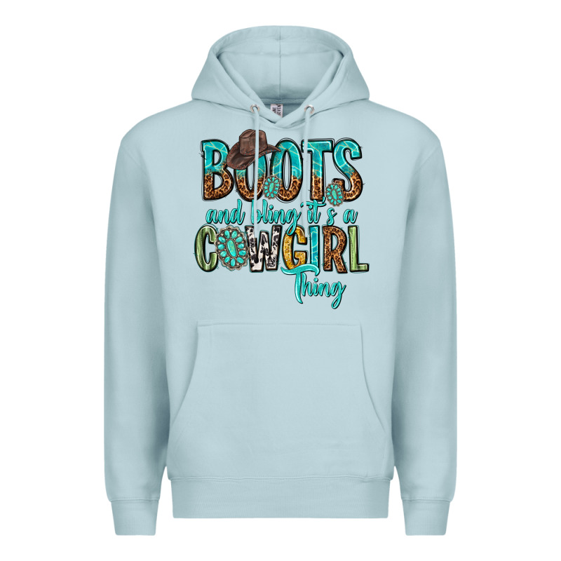 Boots And Bling Its A Cowgirl Thing Premium Hoodie by texasbilliewilder | Teevron