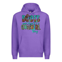 Purple boots and bling its a cowgirl thing Premium Hoodie - texasbilliewilder
