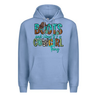Colony Blue boots and bling its a cowgirl thing Premium Hoodie - texasbilliewilder