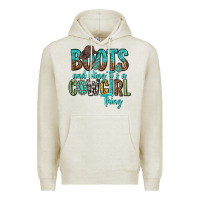 Oatmeal Heather boots and bling its a cowgirl thing Premium Hoodie - texasbilliewilder