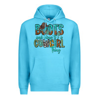 Ocean Blue boots and bling its a cowgirl thing Premium Hoodie - texasbilliewilder