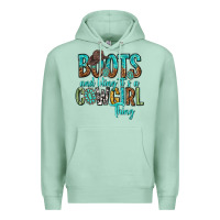 Seafoam boots and bling its a cowgirl thing Premium Hoodie - texasbilliewilder