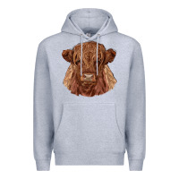 Heather Grey highland cow Premium Hoodie - RanaPortraitStore