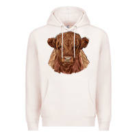 Pale Pink highland cow Premium Hoodie - RanaPortraitStore
