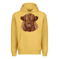 Antique Gold highland cow Premium Hoodie - RanaPortraitStore